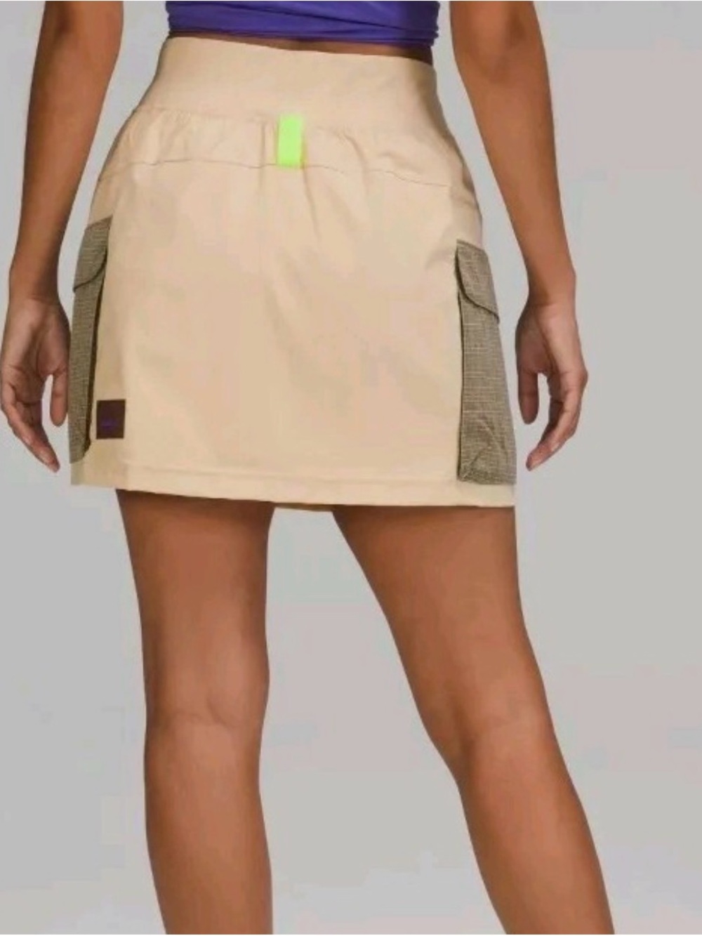lululemon athletica Beige Athletic Skort with Neon Green Trim - Picture 3 of 15